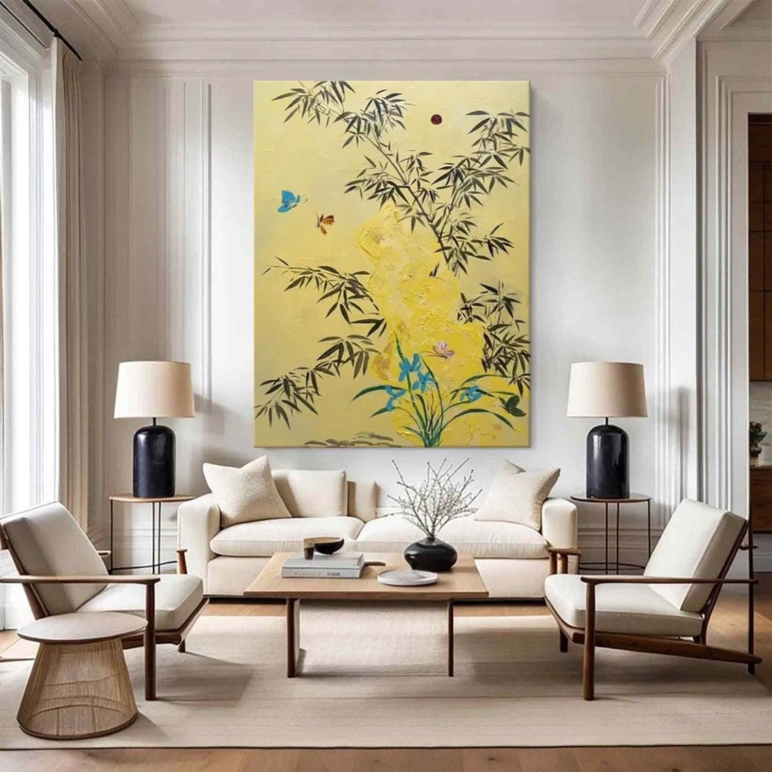 Wall Art Oriental Bamboo Butterfly