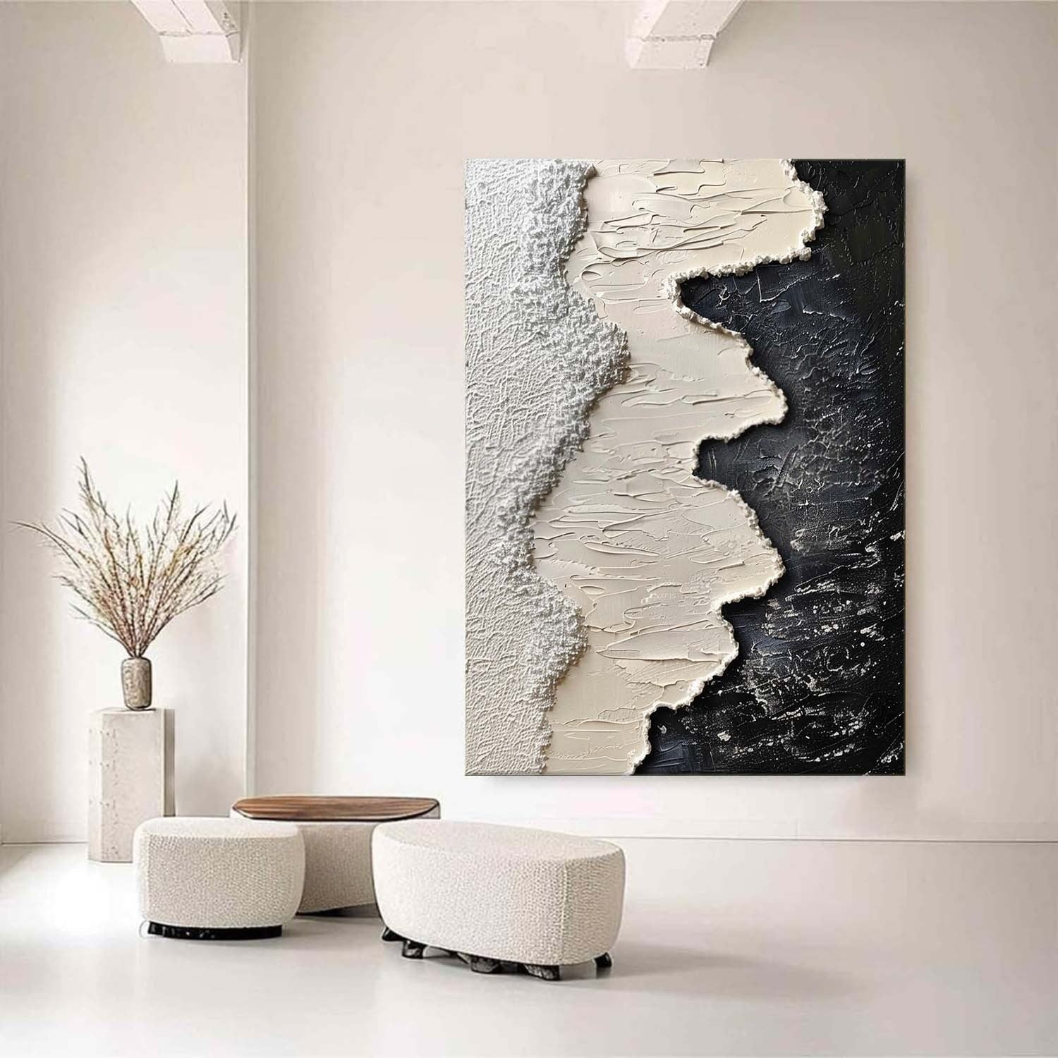 Wall Art Monochrome Wave Painting