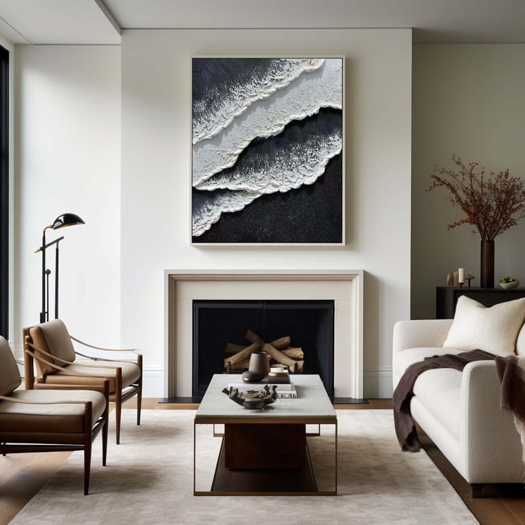 Black And White Seascape Painting