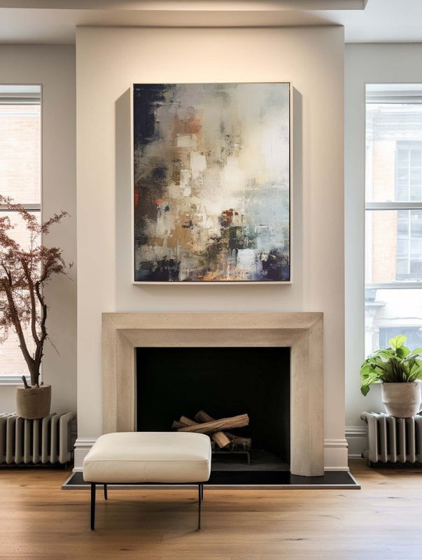 Beige Black Abstract Painting