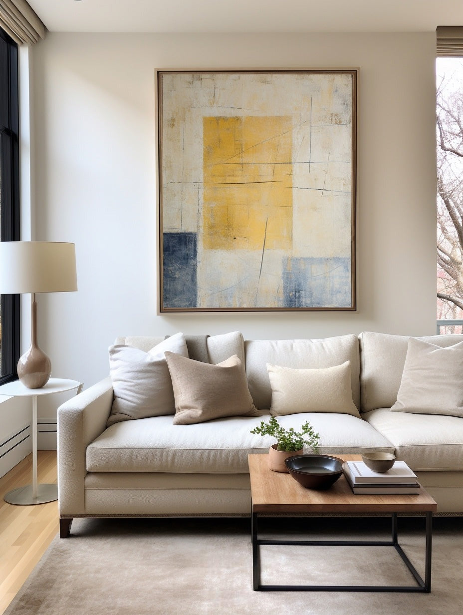 Ivor Yellow Blue Geometric Canvas Art