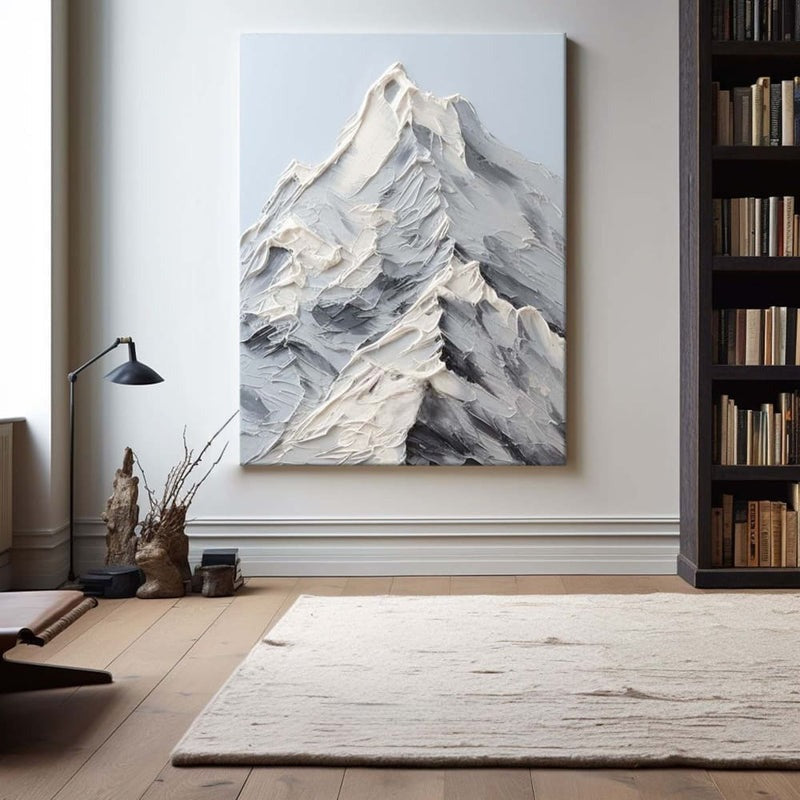 Snowy Mountain Peak Textured Painting