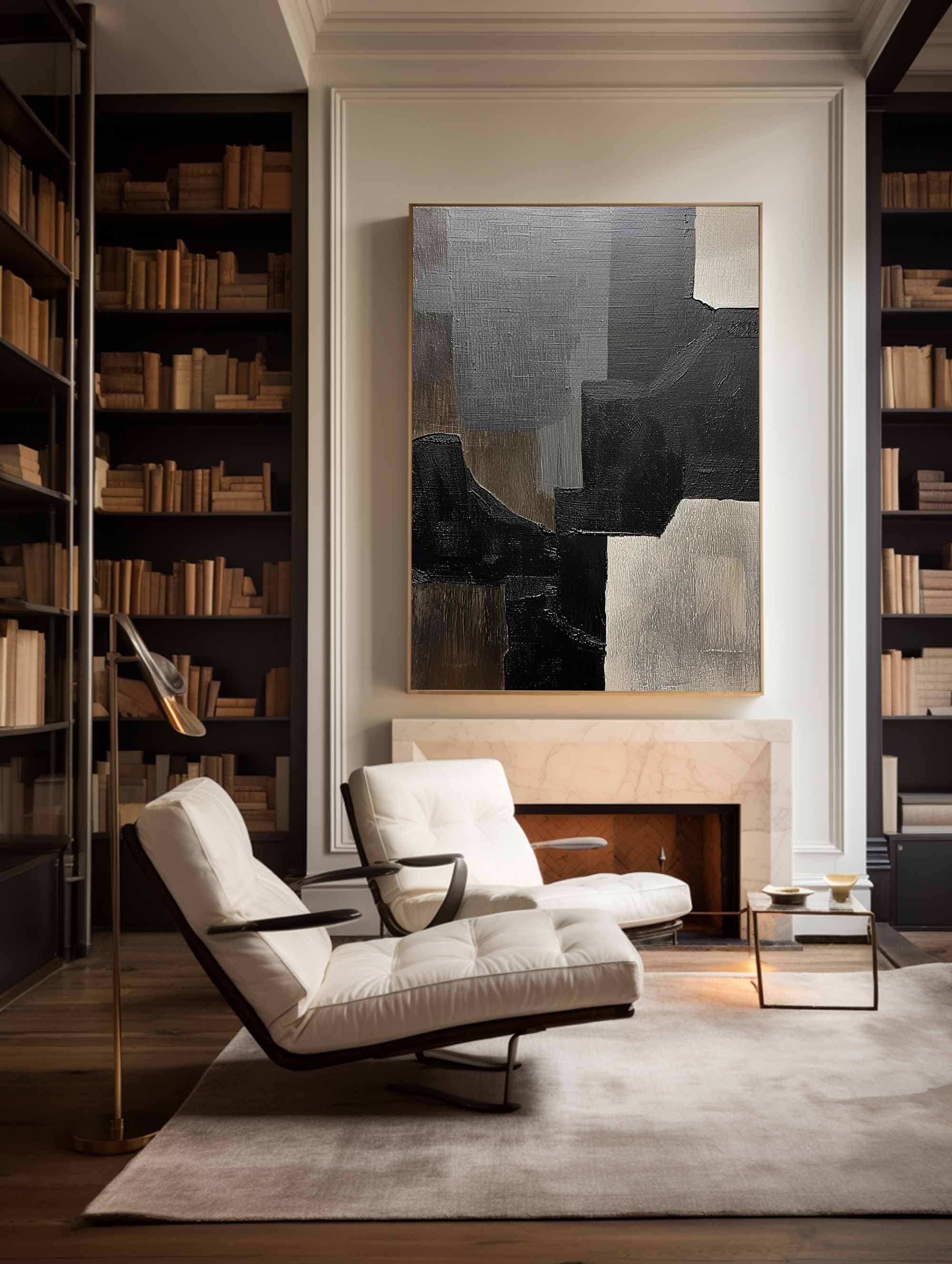 Black Gray Beige Geometric Painting