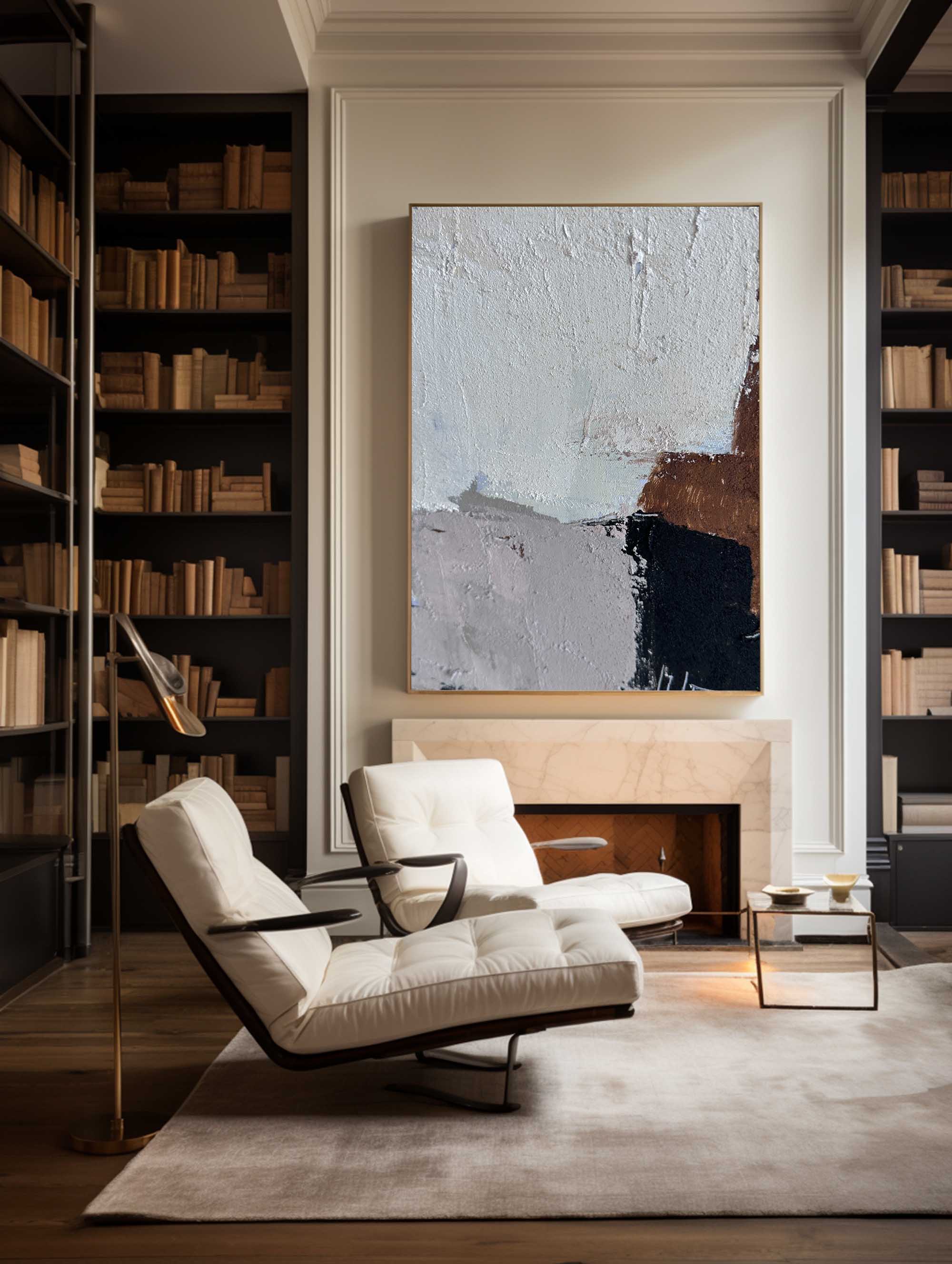 Wall Art Abstract Block Color Neutral Modern Textured Canvas for Bedroom | Neutralighting