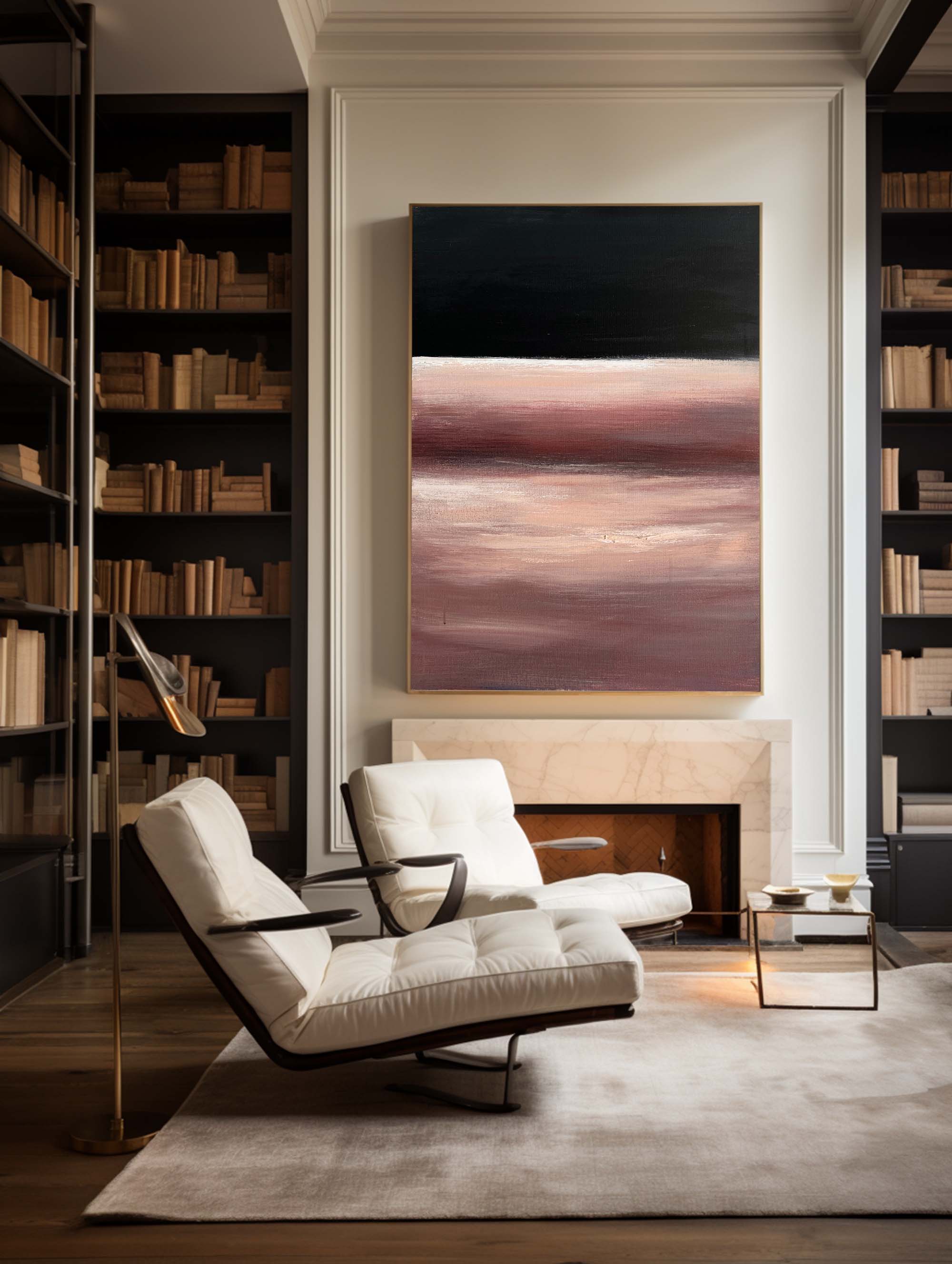 Dusk Rose Gradient Abstract Textured Linen Canvas Wall Decor