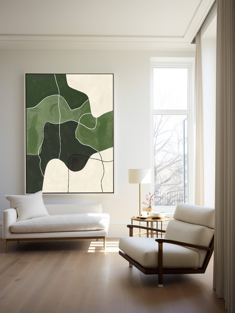 Green Abstract Organic Shapes Painting