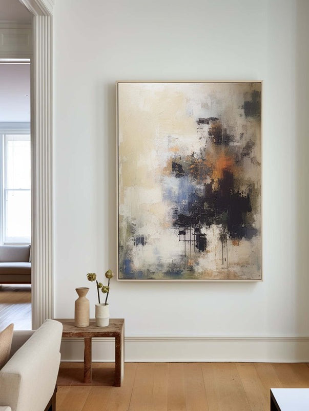 Beige Black Orange Abstract Painting