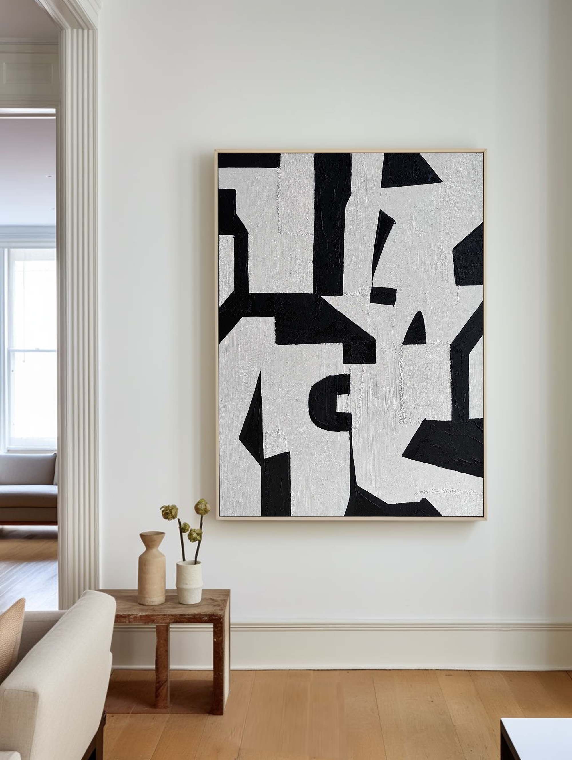 Black White Geometric Abstract Painting