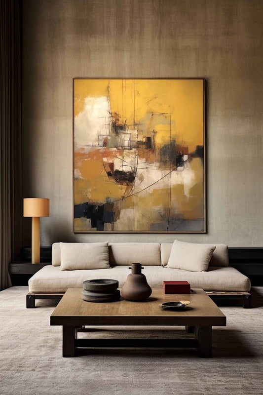 Gold Geometric Abstract Oil Painting
