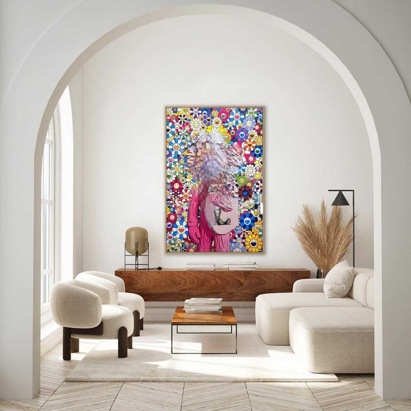 Wall Art Kaws Pink Cartoon Murakami Flower