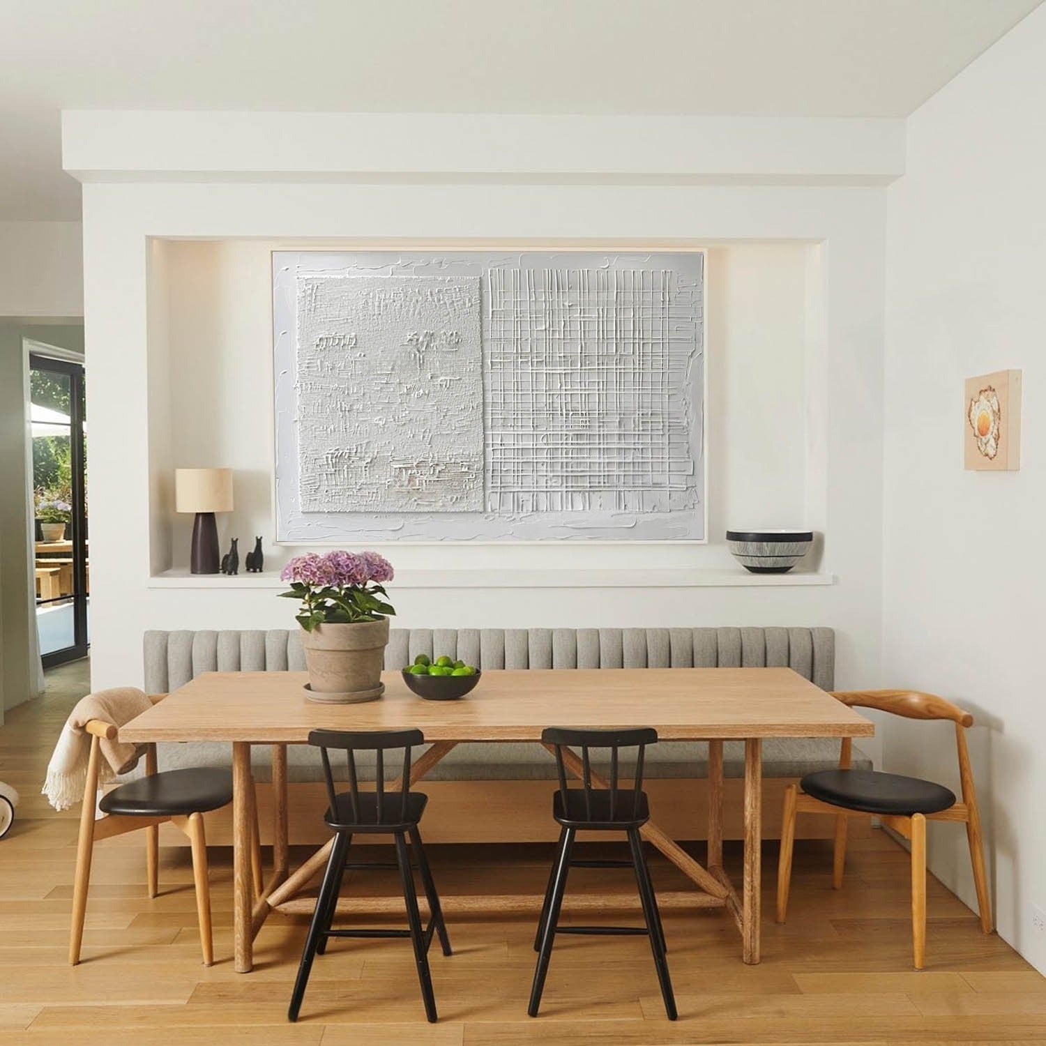 Wall Art White Split Grid Panel Canvas