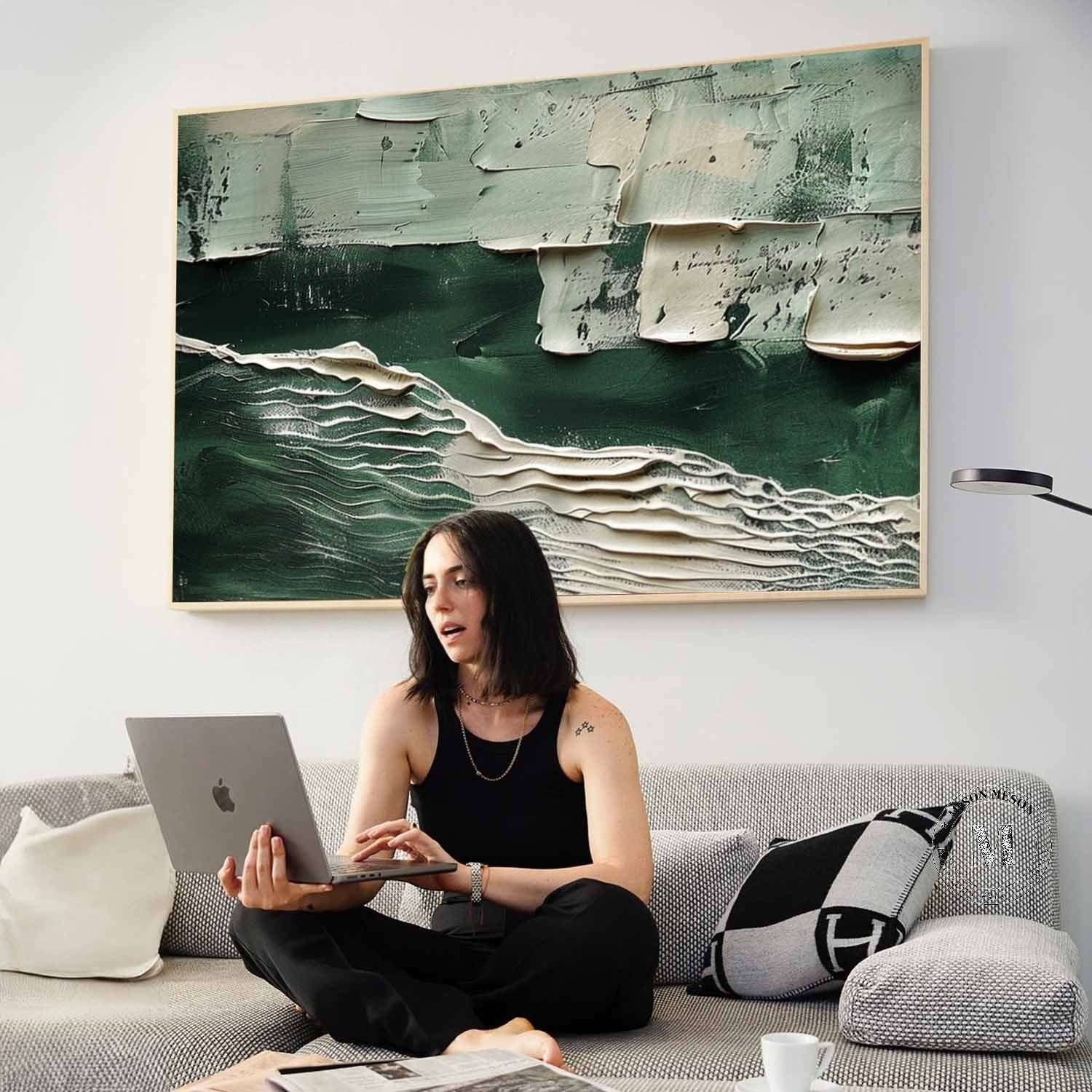 Wall Art Horizontal 3D Green Ocean