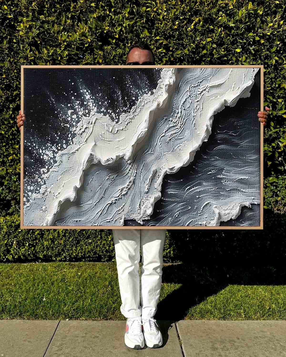 Wall Art Impressionist 3D Ocean Wave Black