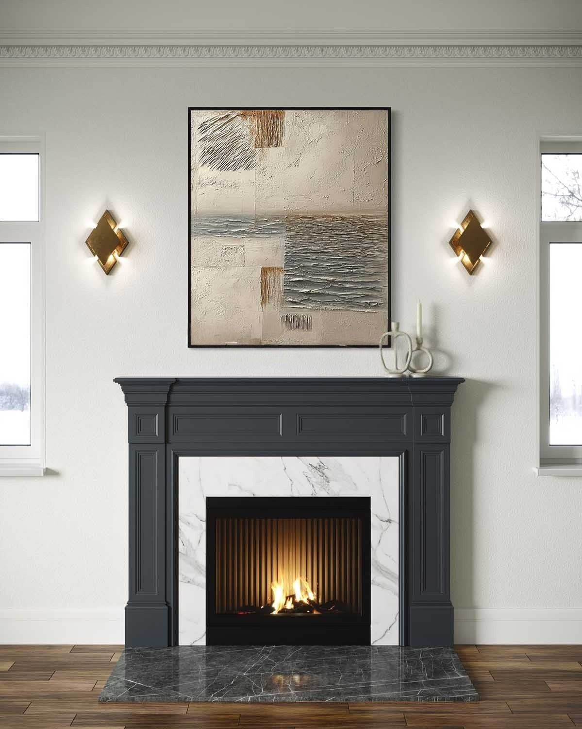 Wall Art Vertical Textured Abstract Landscape Scene Muted