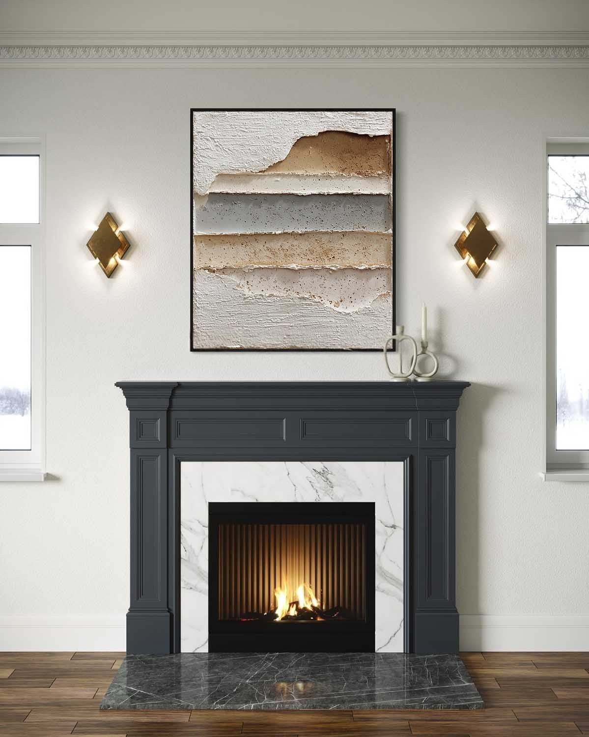 Wall Art Vertical Textured Abstract Layered Scene Muted