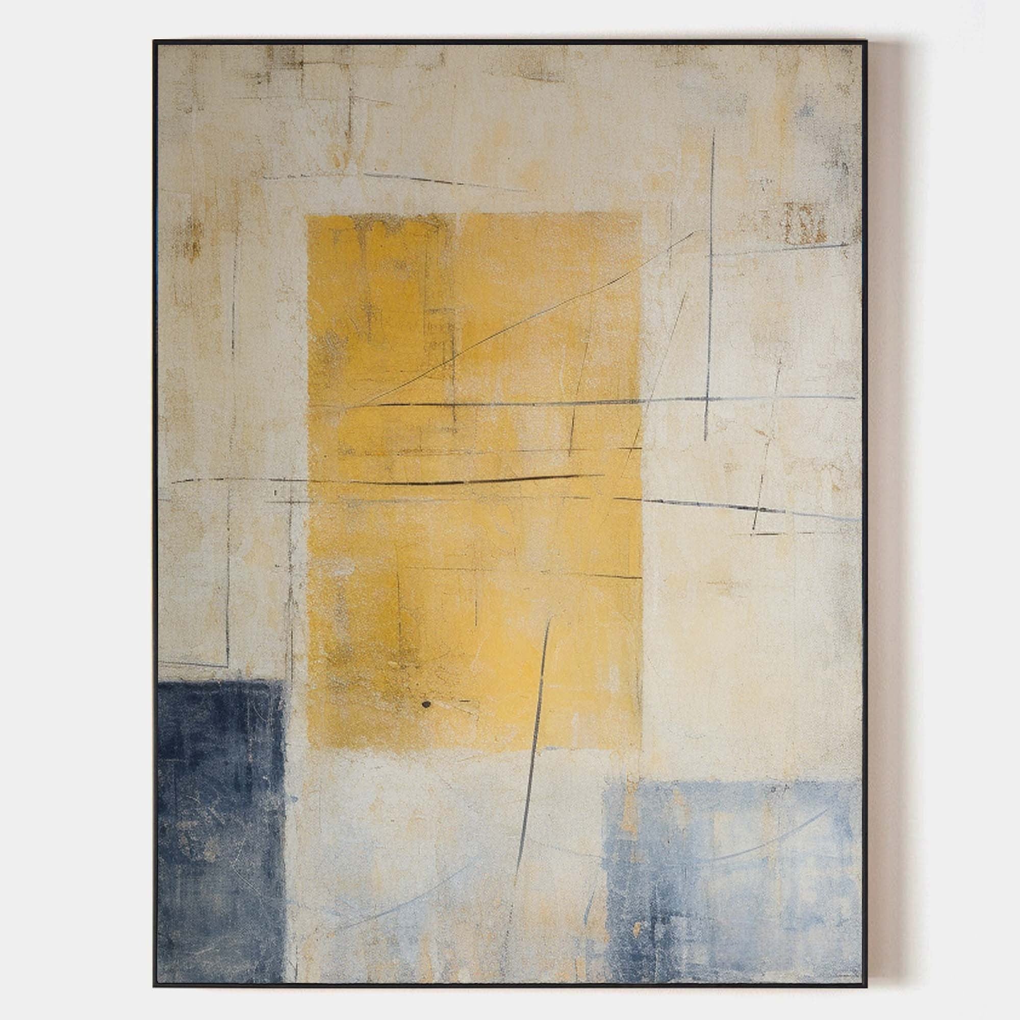 Ivor Yellow Blue Geometric Canvas Art
