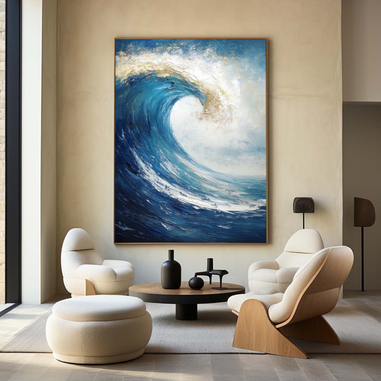 Blue Ocean Wave Coastal Painting