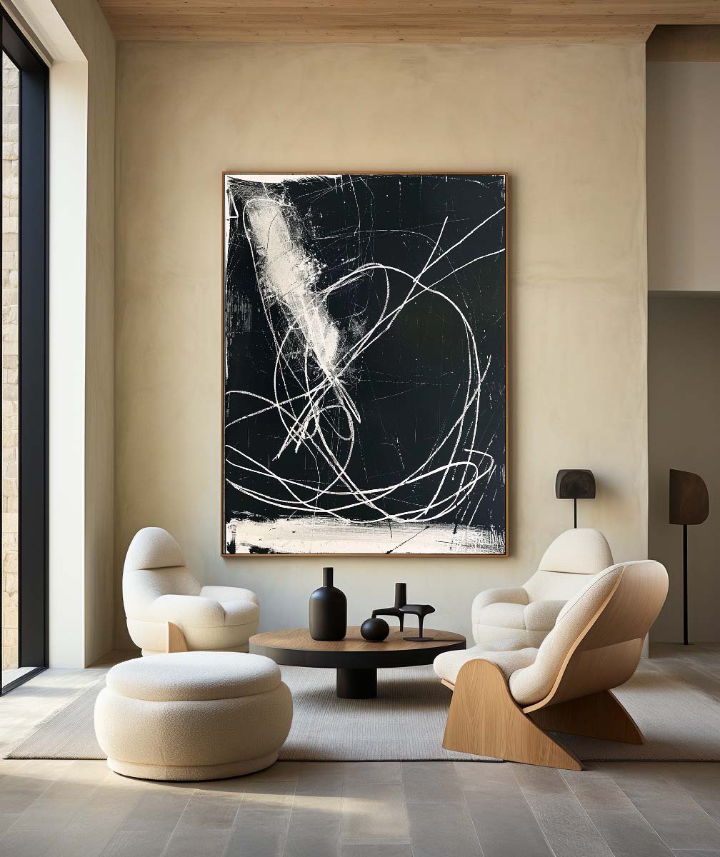 Black and White Abstract Oil Painting