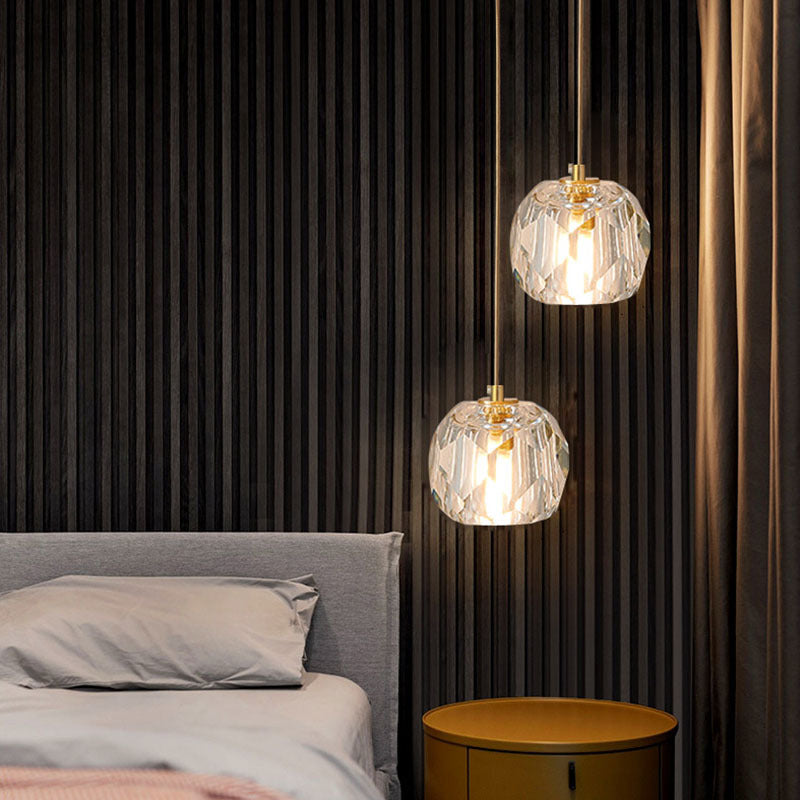 Kristy Diamond Facet Golden Pendant Light, Metal/Acrylic - Neutralighting