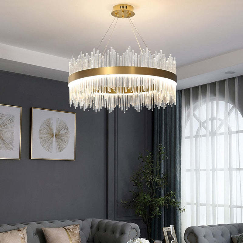 Kristy Modern Round/Rectangular Chain Chandelier, Gold - Neutralighting