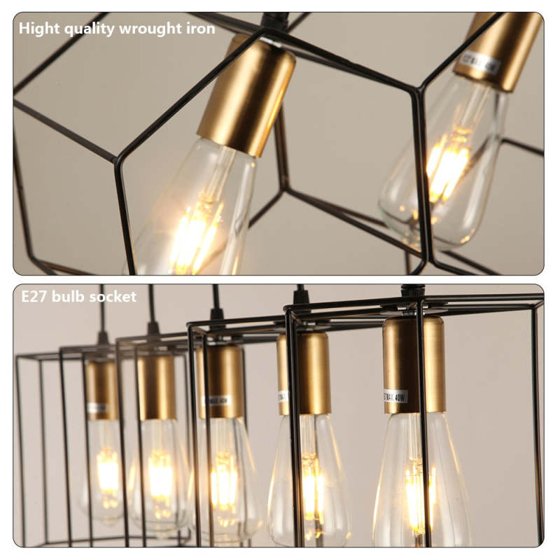 Arisha Rustic Farmhouse Geometry 3/5 Light Pendant Light, Black - Neutralighting