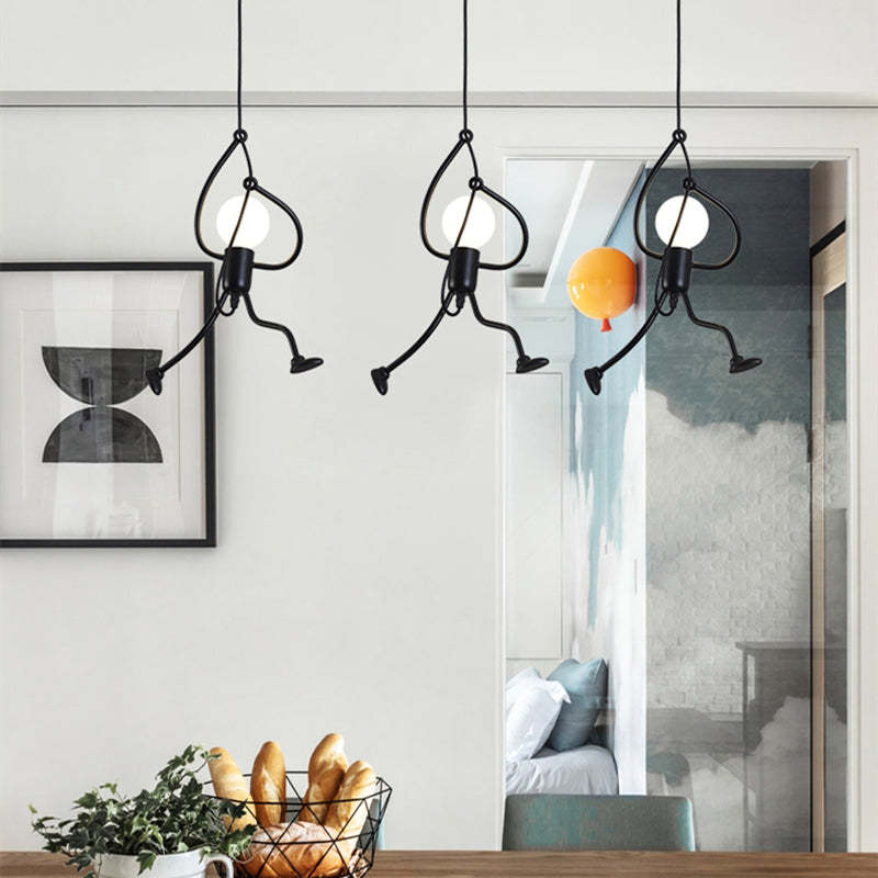 Miro Retro Modern Iron Man Pendant Light, Black - Neutralighting