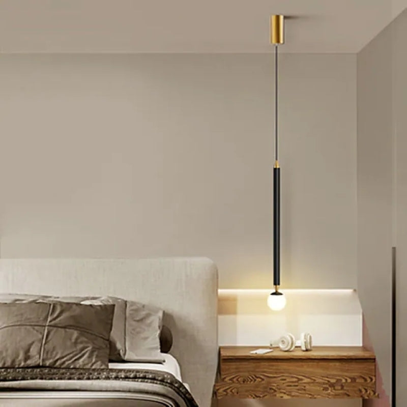 Auri Linear Metal Pendant Light Bedside, Black & Gold - Neutralighting