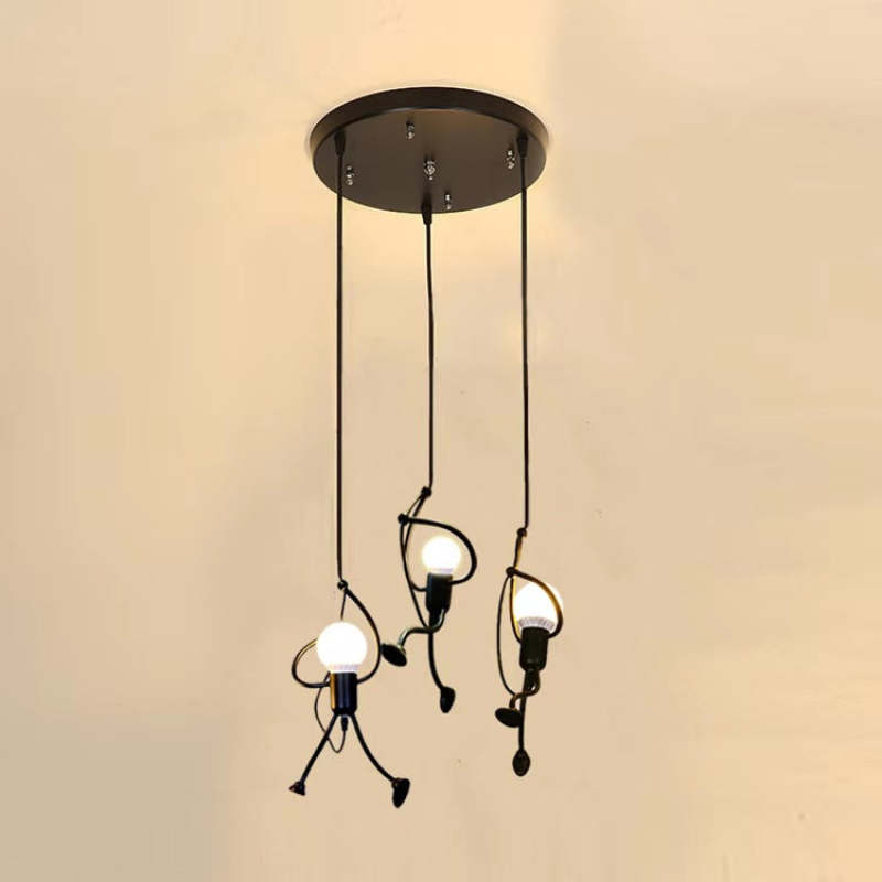 Miro Retro Modern Iron Man Pendant Light, Black - Neutralighting