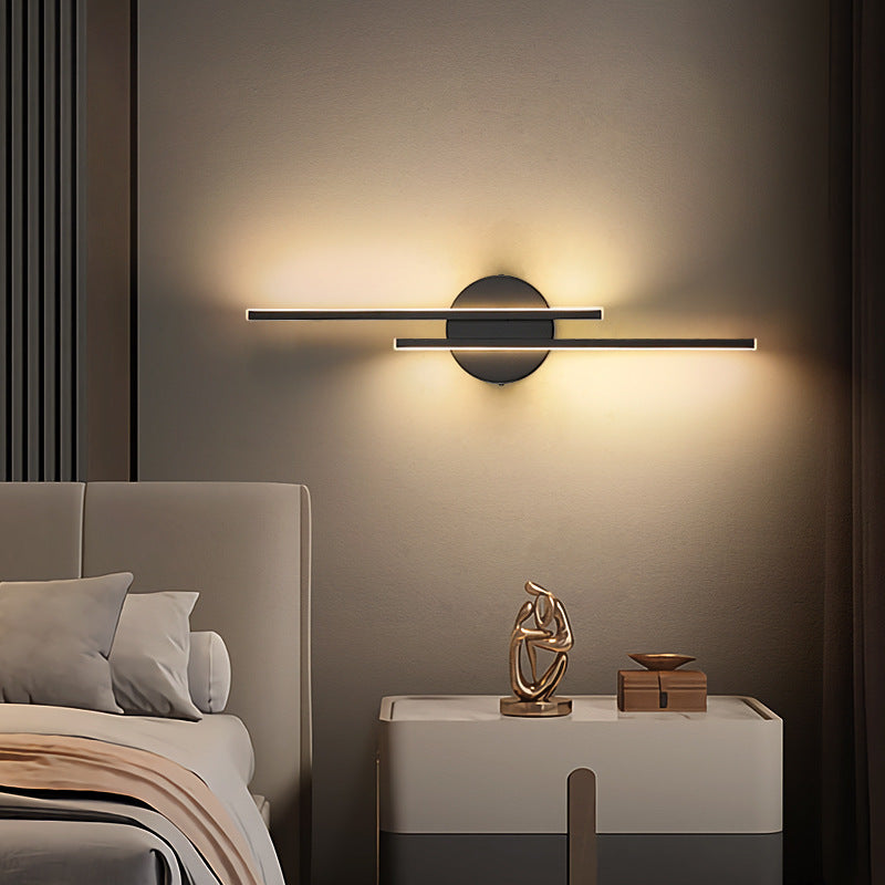 Elgo Modern Nordic Disc/Linear Metal LED Wall Lamp, Black/White - Neutralighting