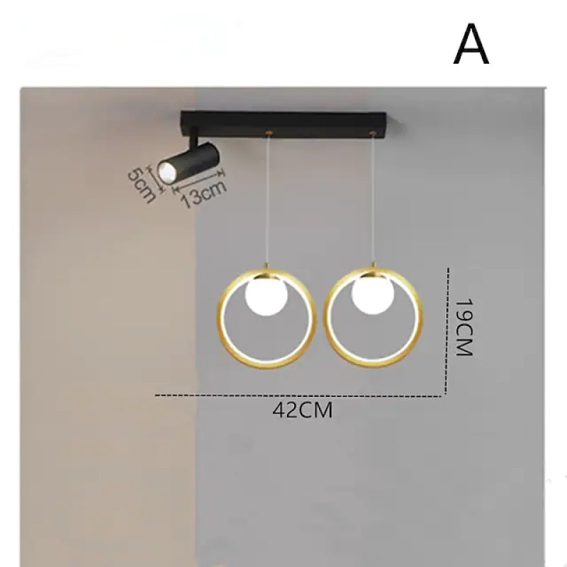 Arisha Modern Metal Multi Ring Pendant Light With Spotlight, Glass/Metal - Neutralighting