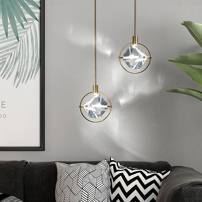 Kristy Modern Luxury Geometry Metal/Crystal Pendant Light, Gold - Neutralighting