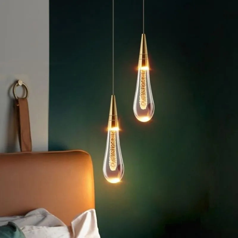 Kristy Pendant Light Crystal & Glass Droplet, Gold - Neutralighting