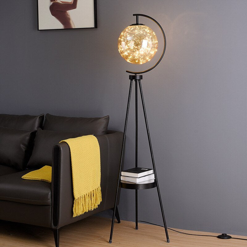 Kady Modern Starry Globe Glass Floor Lamp, Gold - Neutralighting