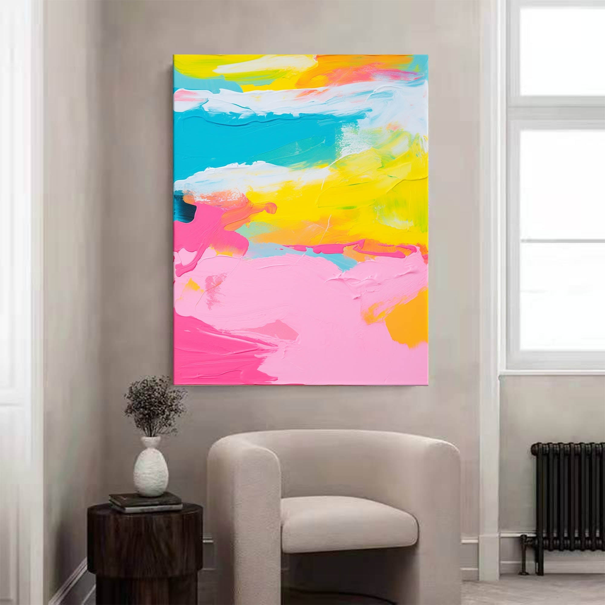 Wall Art Abstract Bold Color Tropical Design