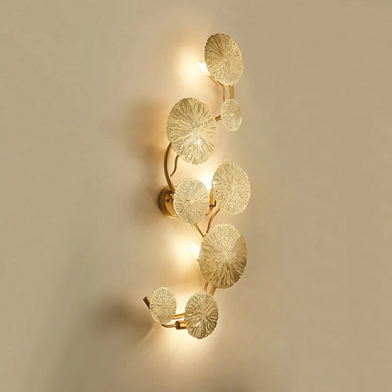 Arisha Modern Metal Round Lotus Leaf Wall Lamp, Gold - Neutralighting
