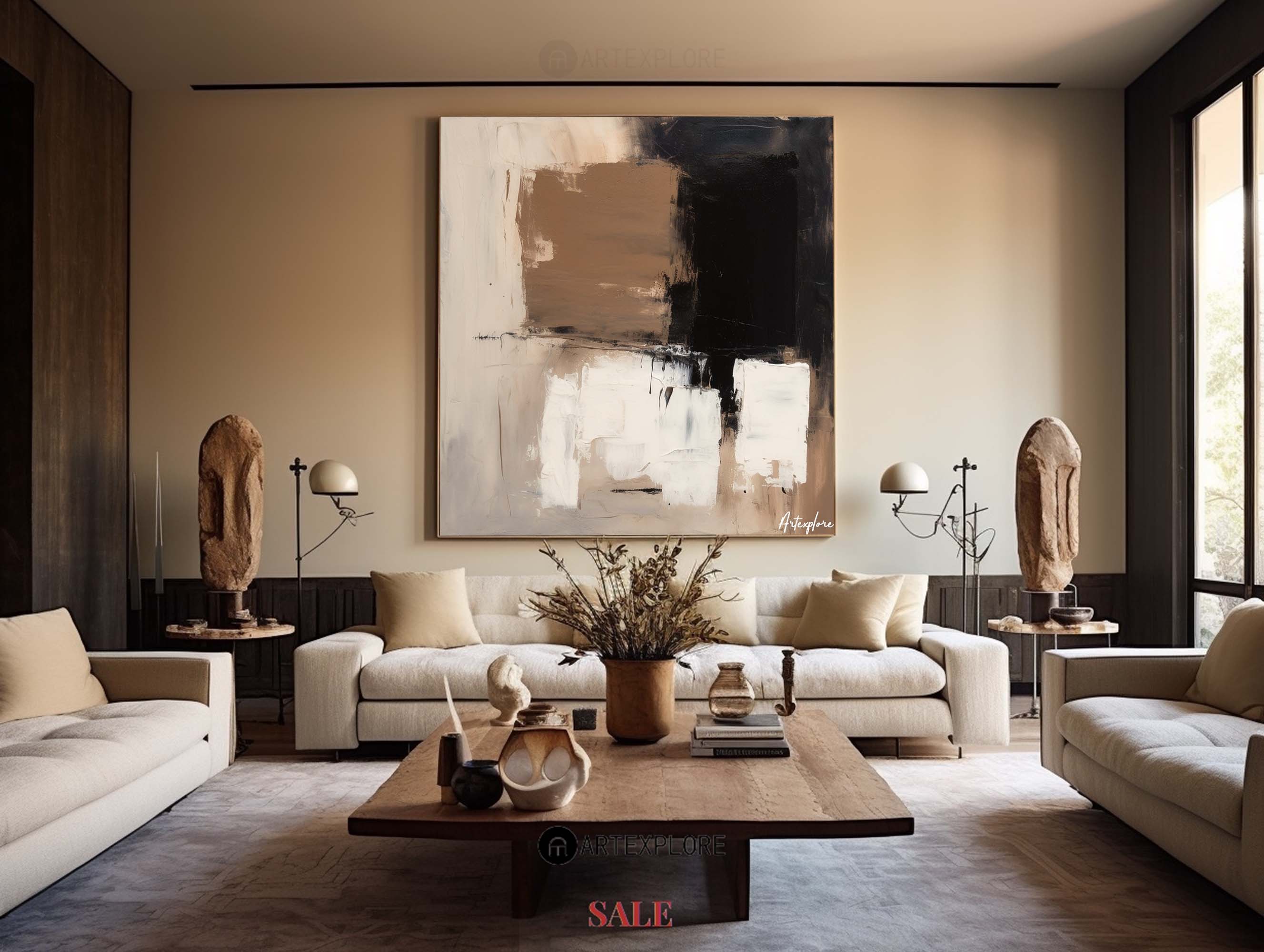 Brown Black Abstract Textured Painting