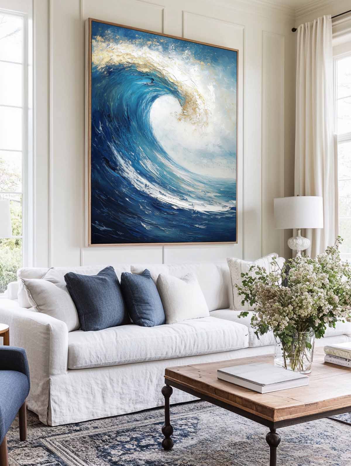 Blue Ocean Wave Coastal Painting