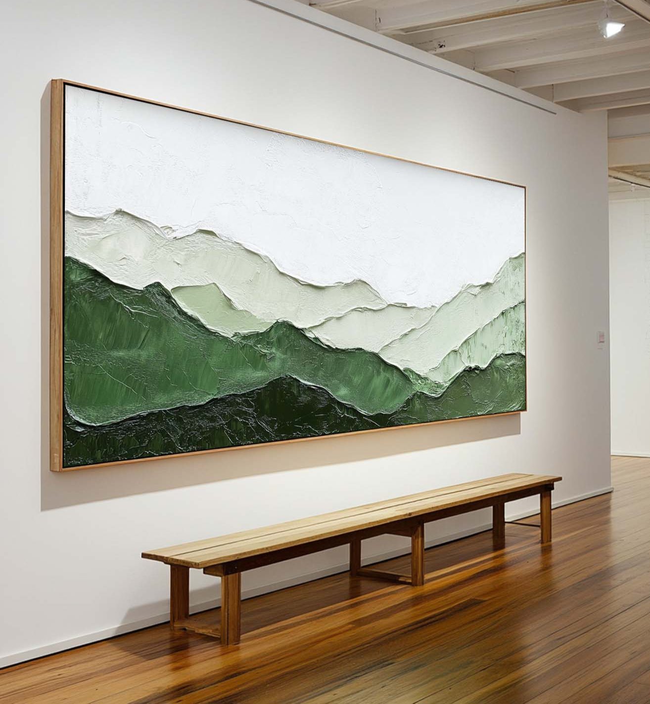 Textured Green Mountain Horizontal Canvas Art