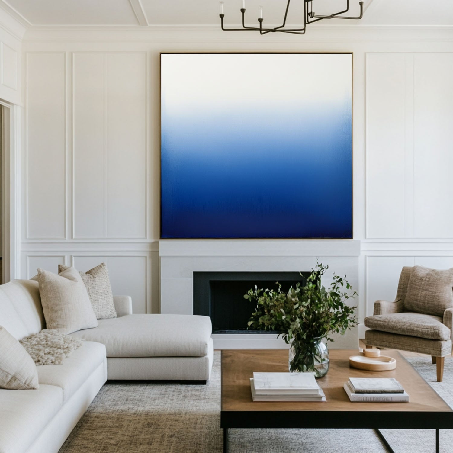 Blue Ombre Gradient Minimalist Painting