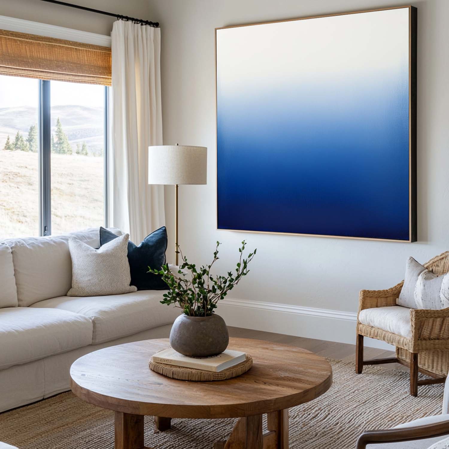 Blue Ombre Gradient Minimalist Painting