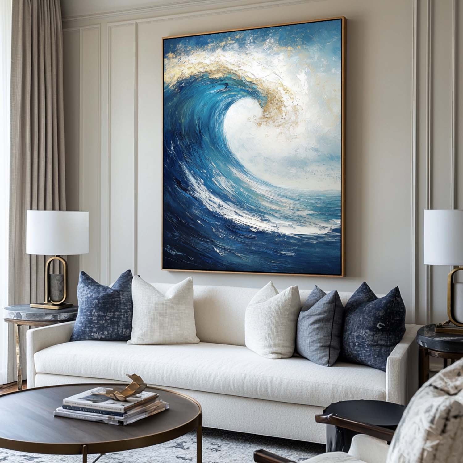Blue Ocean Wave Coastal Painting