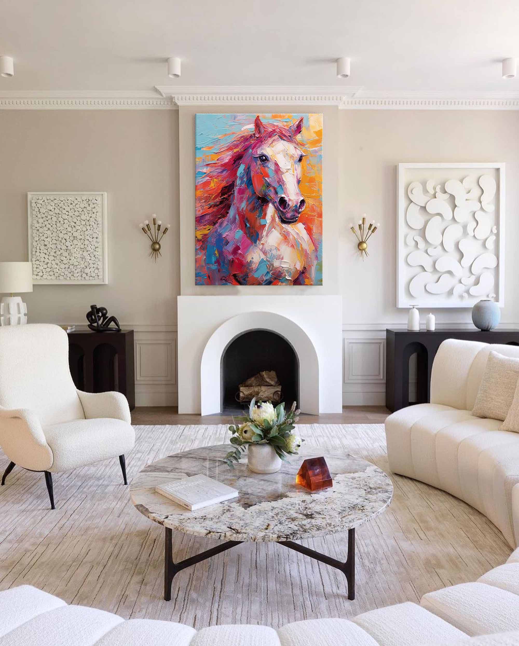 Wall Art Impasto Textured Vibrant Colorful Horse