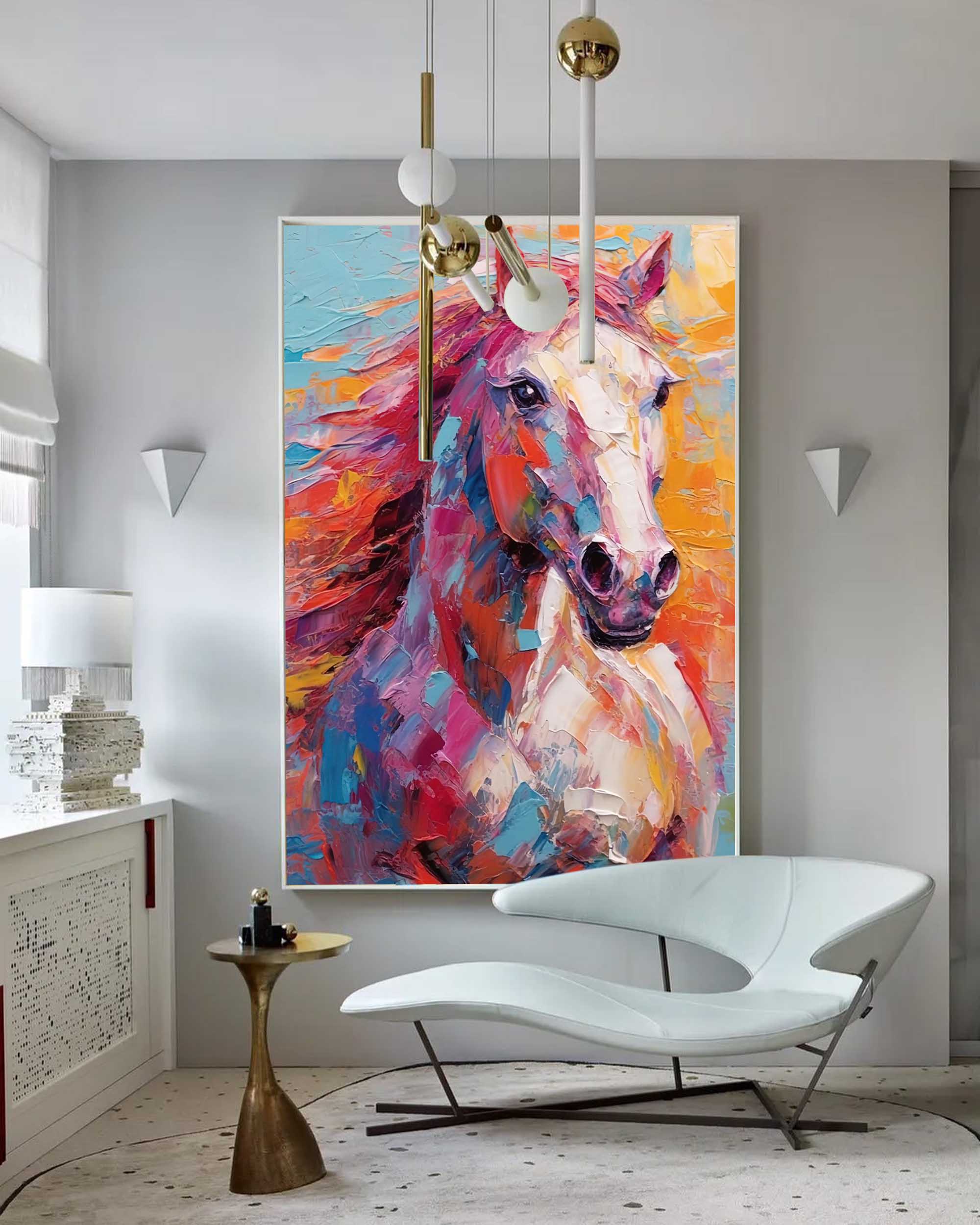 Wall Art Impasto Textured Vibrant Colorful Horse