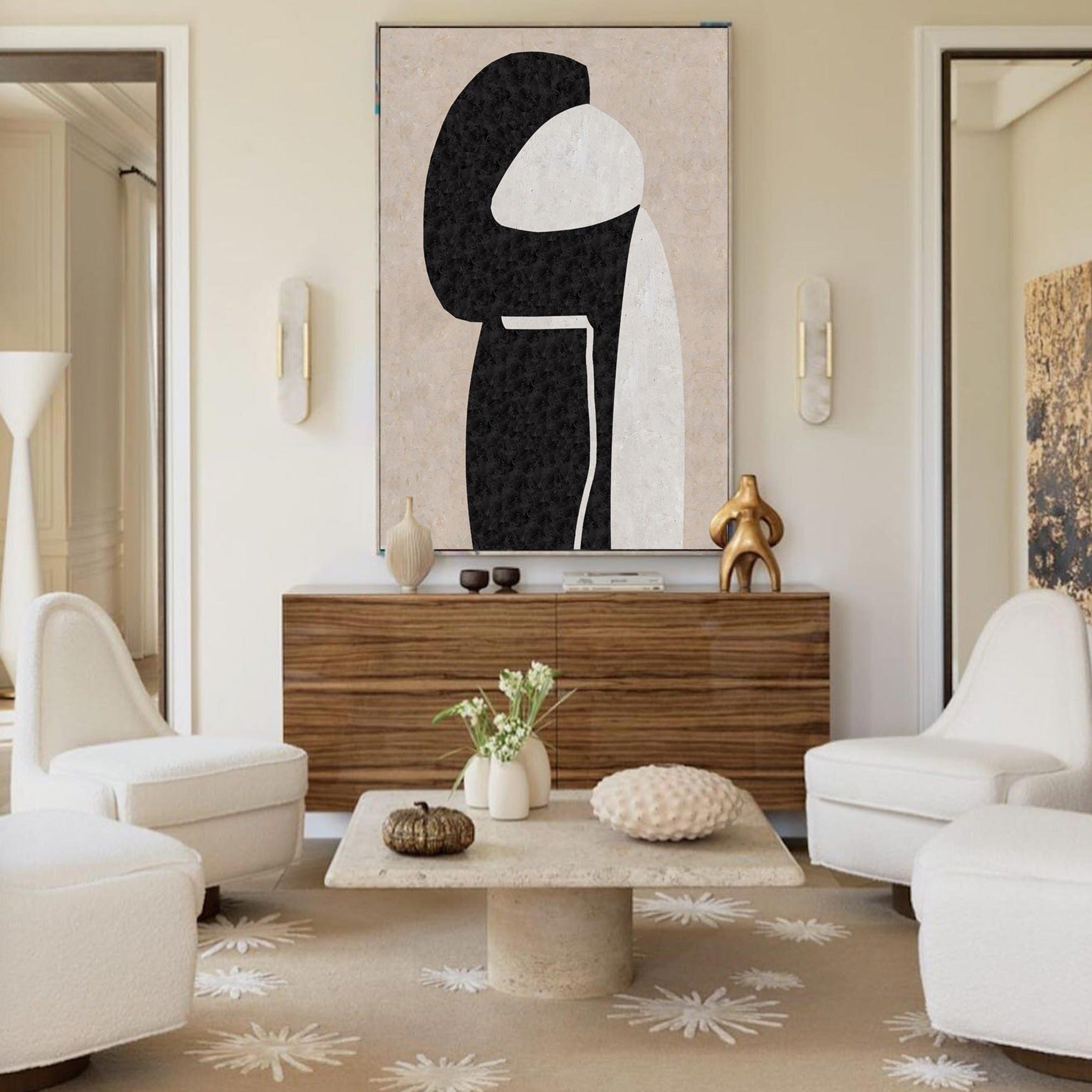 Mira Black Minimalist Abstract Canvas Wall Art