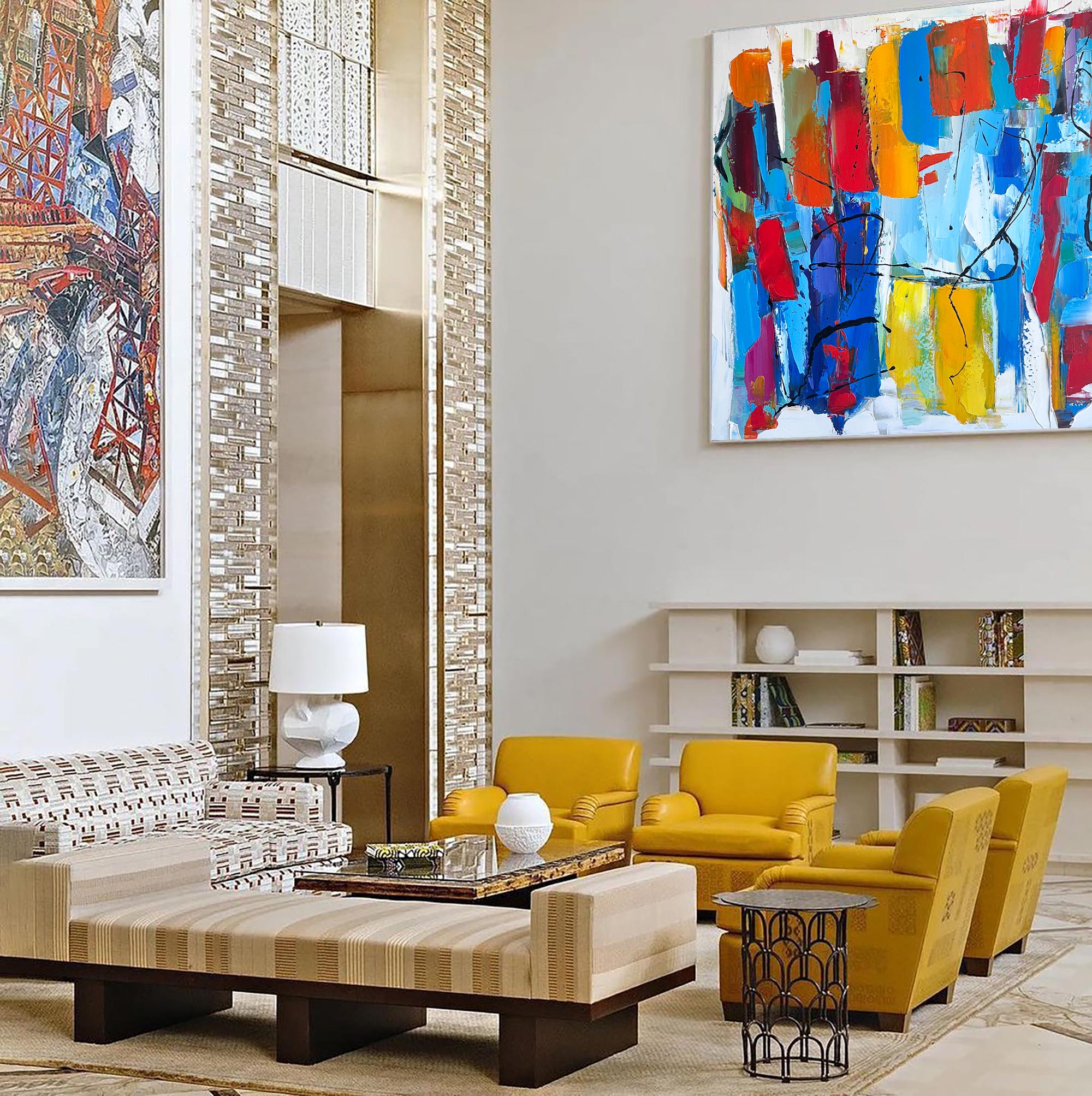 Contemporary Colorful Abstract Block Shape Painting