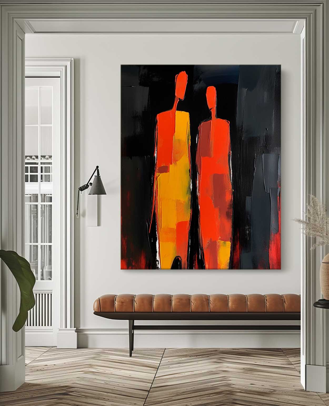 Warm Fiery Tone Two‑Silhouette Wall Art
