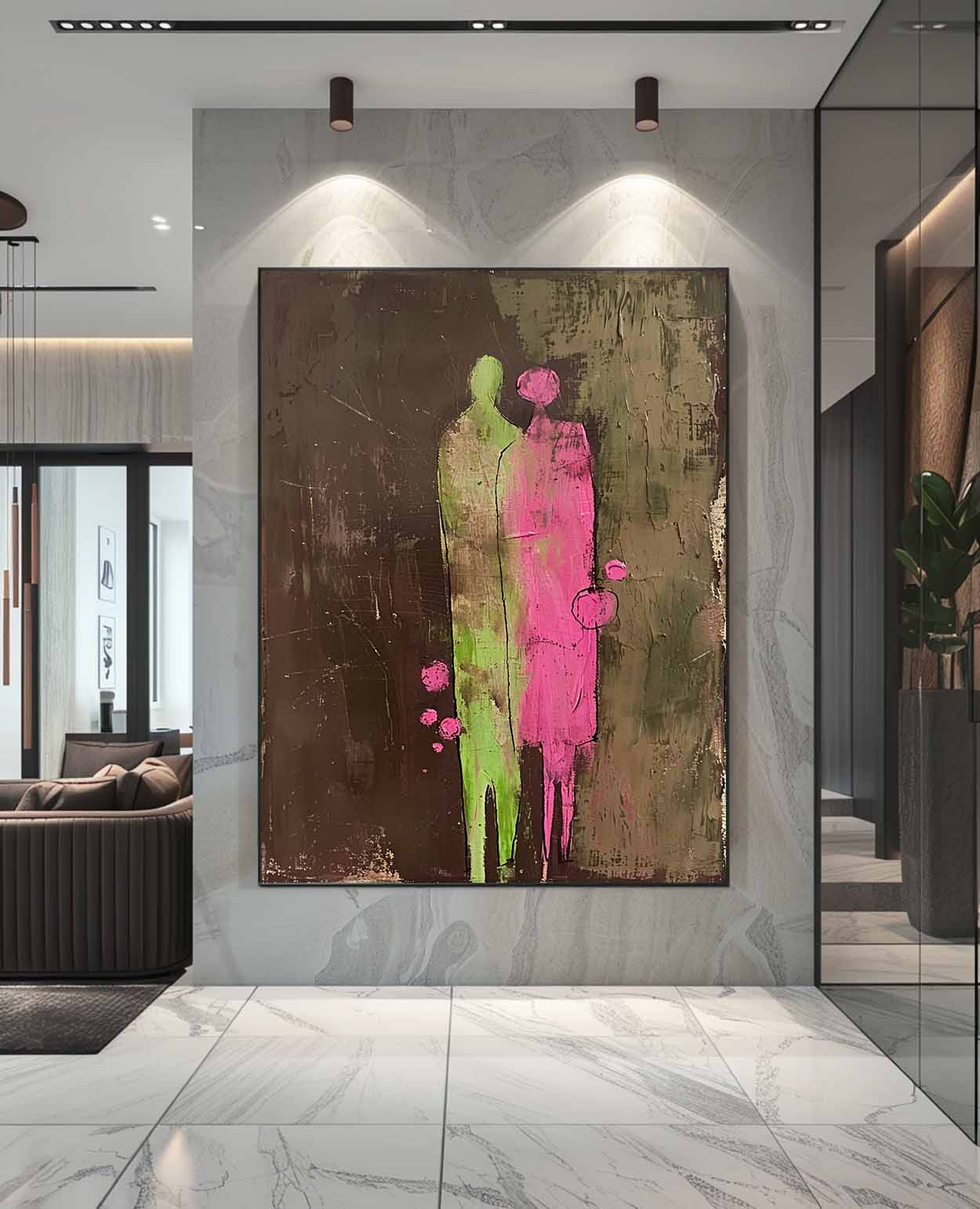 Wall Art Impasto People Silhouette Romantic Decor