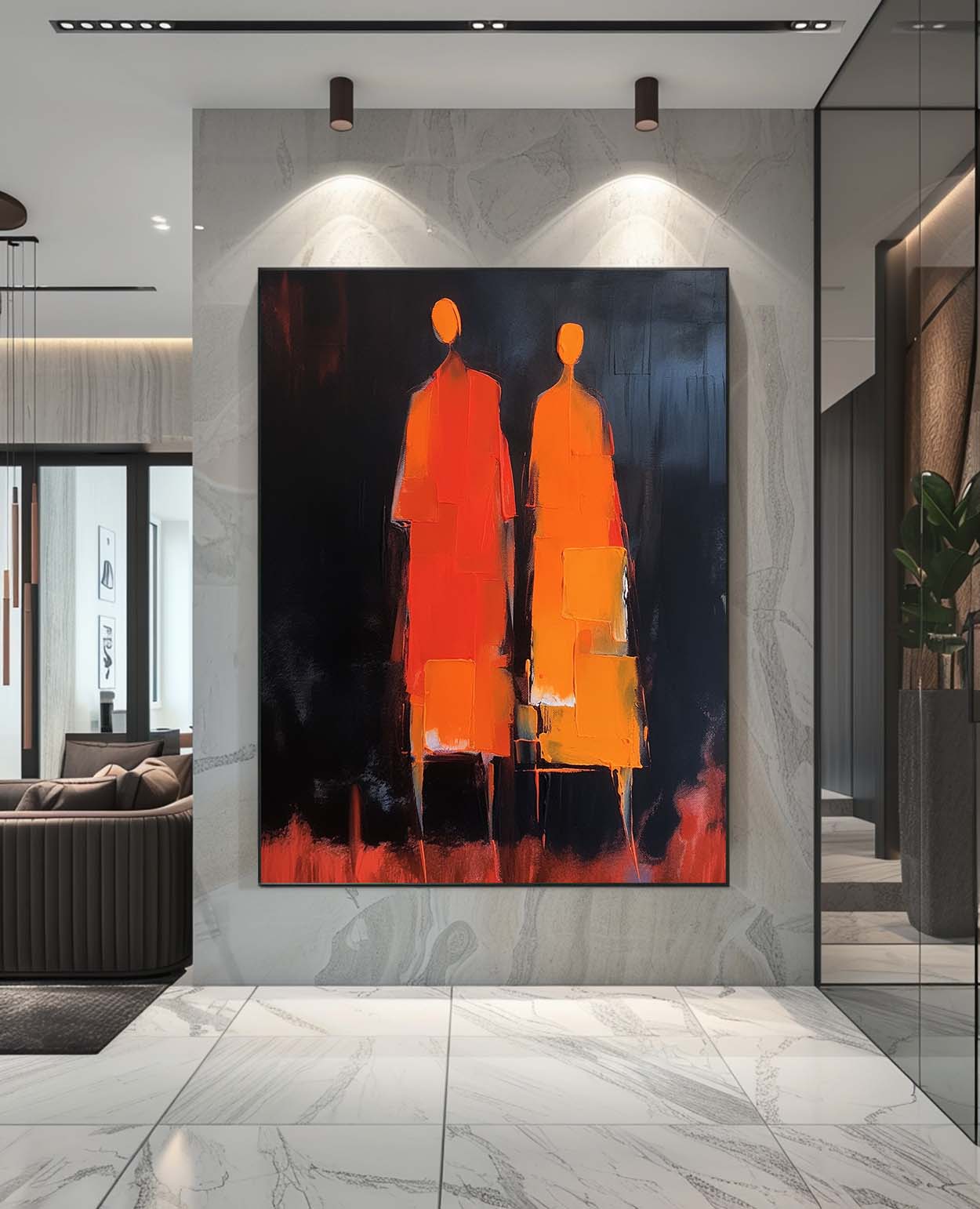 Dark Background Standing Figures Canvas Art