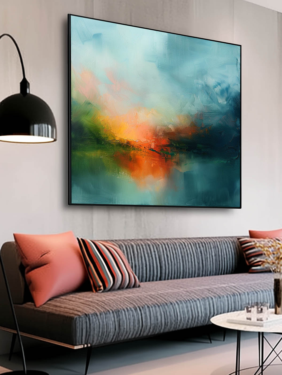 Wall Art Abstract Soft Tone Lake Landscape Modern