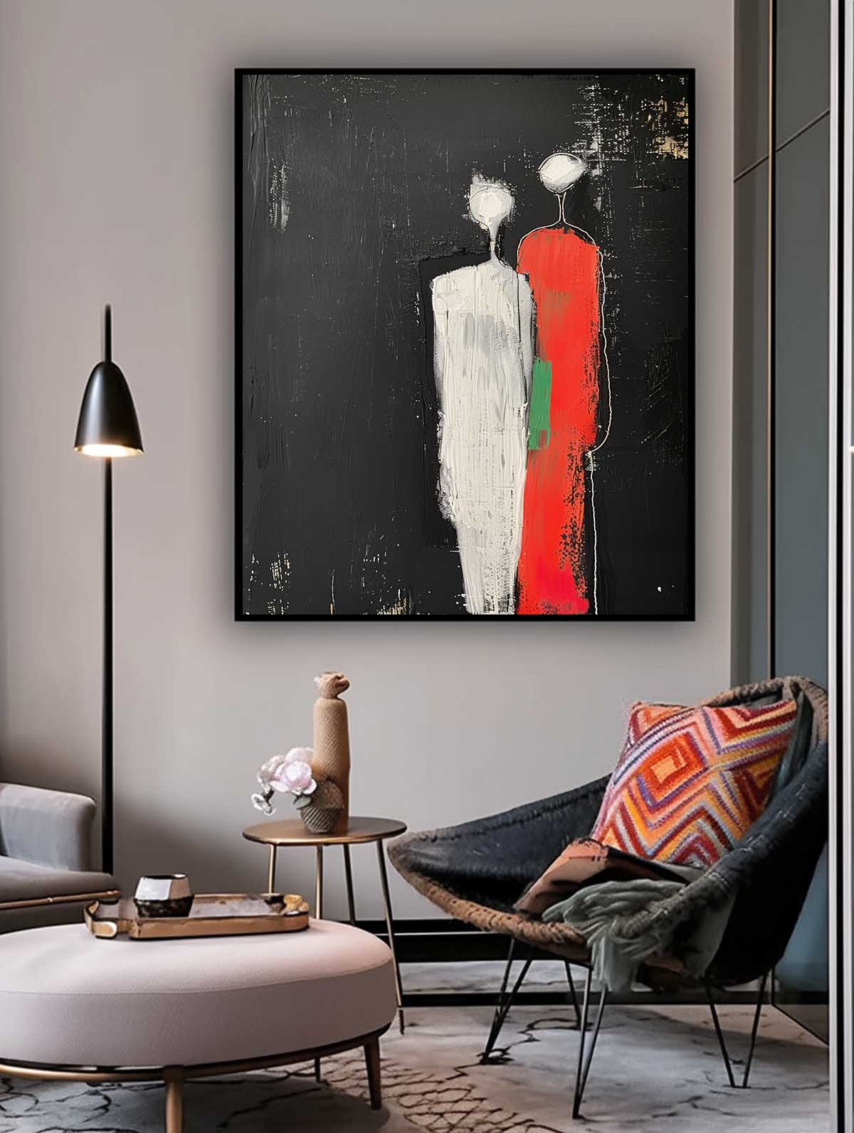 Wall Art Red People Contemporary Minimalist
